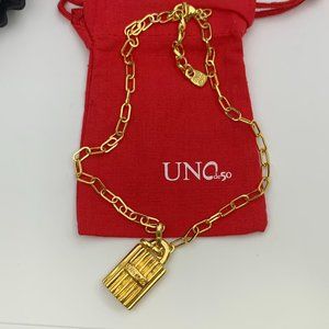 UNO de 50 MAGIC KEY NECKLACE Gold links padlock carabiner clasp